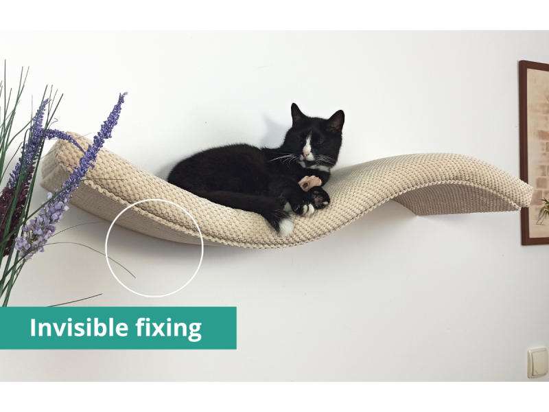 Metal Base Cat Wall Shelf WAVE 95 cm Unsymmetrical Left, SH-M-W95-UL