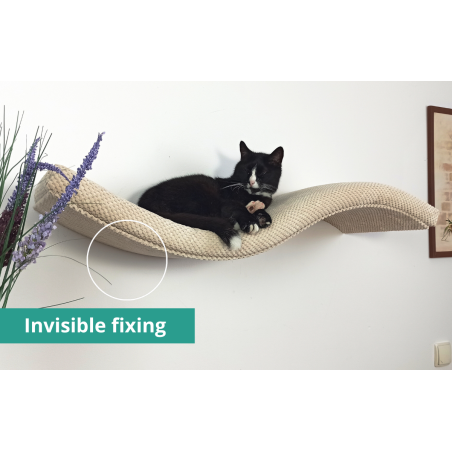 Metal Base Cat Wall Shelf WAVE 95 cm Unsymmetrical Left, SH-M-W95-UL