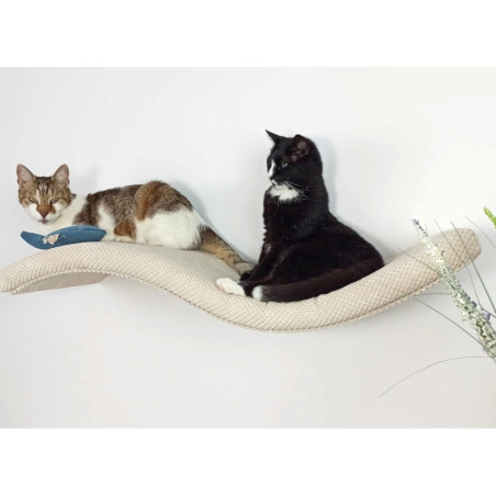 Metal Base Cat Wall Shelf WAVE 95 cm Unsymmetrical Left, SH-M-W95-UL