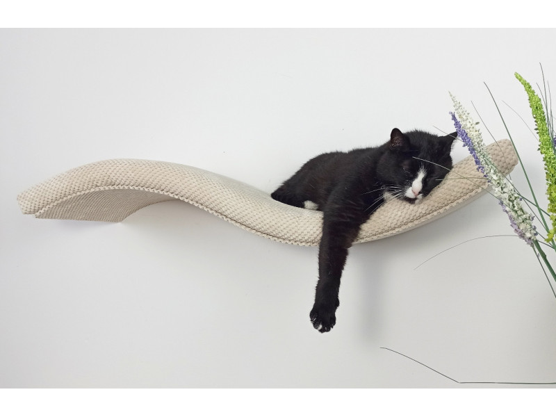 Metal Base Cat Wall Shelf WAVE 95 cm Unsymmetrical Left, SH-M-W95-UL