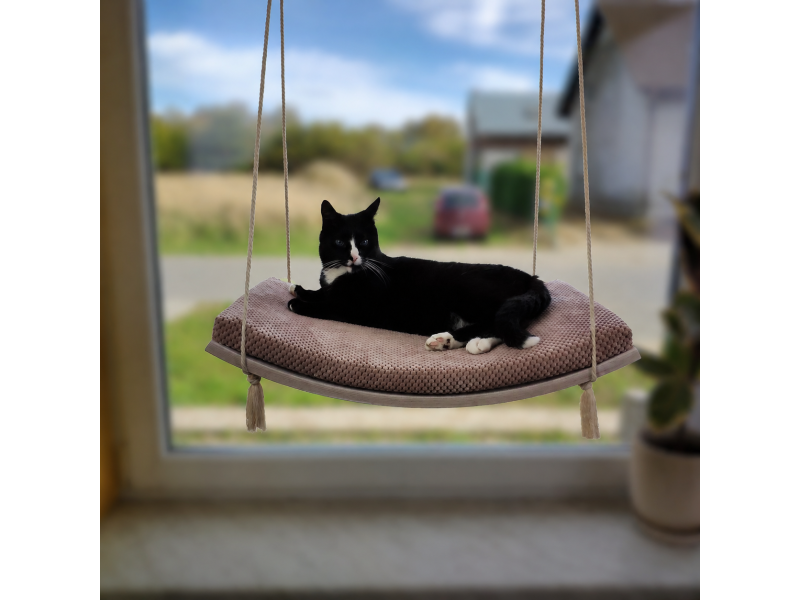 Półka okienna dla kota, łóżko wiszące, huśtawka z widokiem, 60 cm, SH-W-A60-G