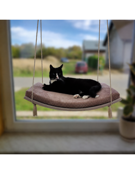Półka okienna dla kota, łóżko wiszące, huśtawka z widokiem, 60 cm, SH-W-A60-G